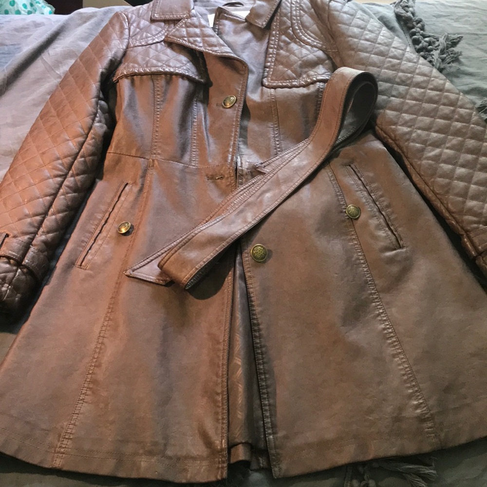 Jessica Simpson leather coat